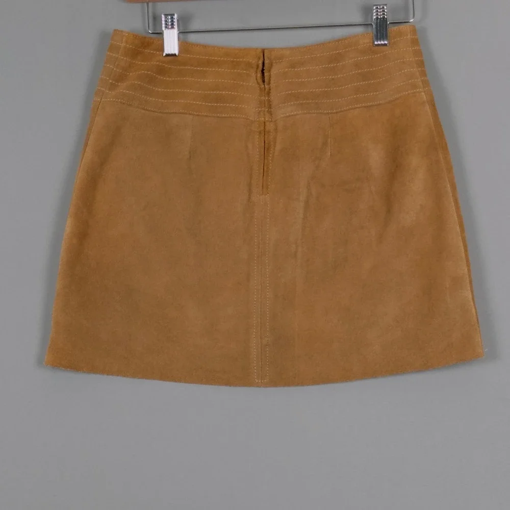 Free‎ People Modern Love Suede Mini Skirt Tan Brown Boho Western Size 4